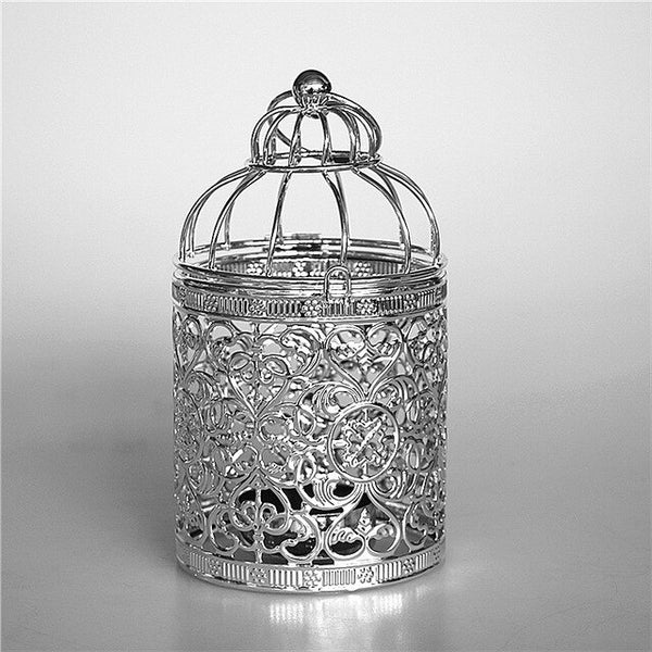 European Style Hollowed Iron Candlestick Gold Plating Bird Cage Decoration Christmas Candle Stand Wedding Props Home Decor